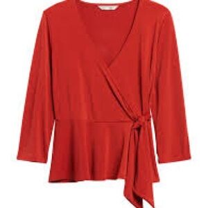 Banana Republic Vibrant Red Wrap Blouse